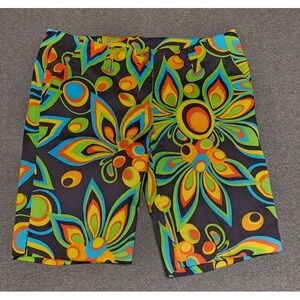 Loud Mouth Abstract Golf Shorts‎ Size 36 Bright Multicolor Swirls Floral Print